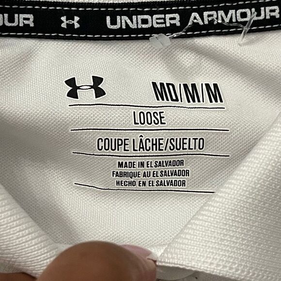 Under Armour Loose Fit Girl’s White Pullover Short Sleeve Polo Top Medium - Picture 9 of 12